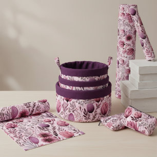 Tissu Floral Moderne Mauve & Prune de Prairie