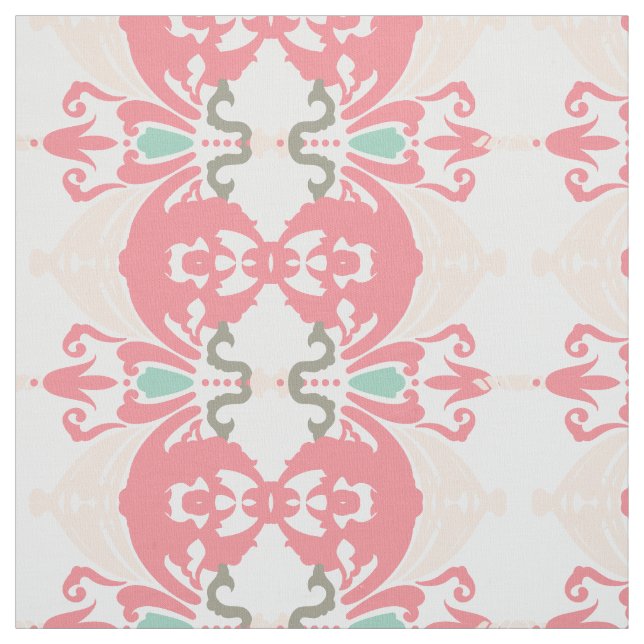 Tissu floral moderne rose-menthe gris (Échantillon)