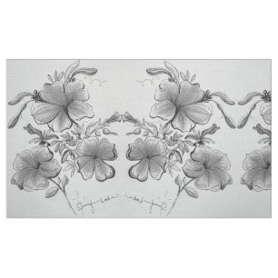 Tissu Floral noir et blanc
