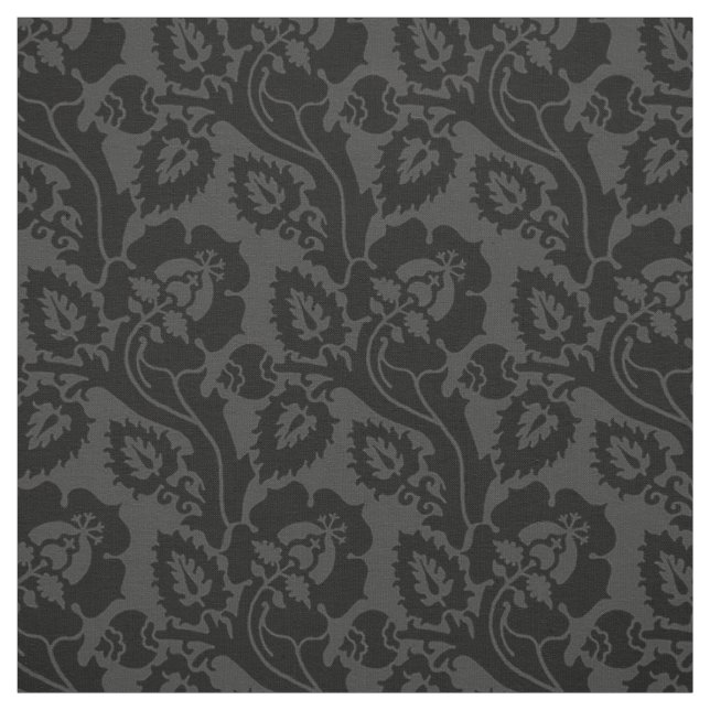 Tissu Floral Oblique, Anthracite (Échantillon)