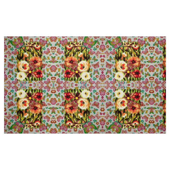 Tissu floral orange (Fat Quarter)