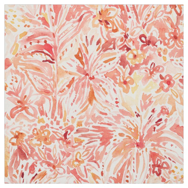 Tissu Floral Painterly de pêche de CONVOITISE de LIS (Échantillon)