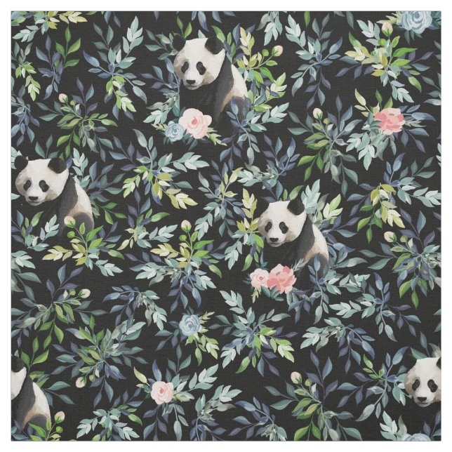 Tissu Floral Panda Motif (Échantillon)