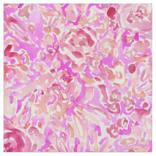 Tissu Floral pour la plage de corail rose abstrait de