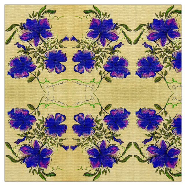 Tissu Floral pourpre et jaune (Échantillon)