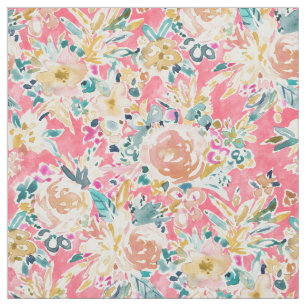 Tissu Floral rose PRÊT de SÉJOUR