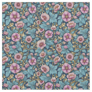 Tissu Floral vintage en Dusty Lavender et Turquoise