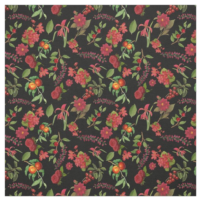 Tissu Floral Vintage rouge (Échantillon)