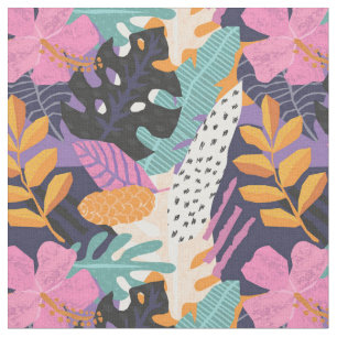 Tissu Flore Abstraite tropicale vive