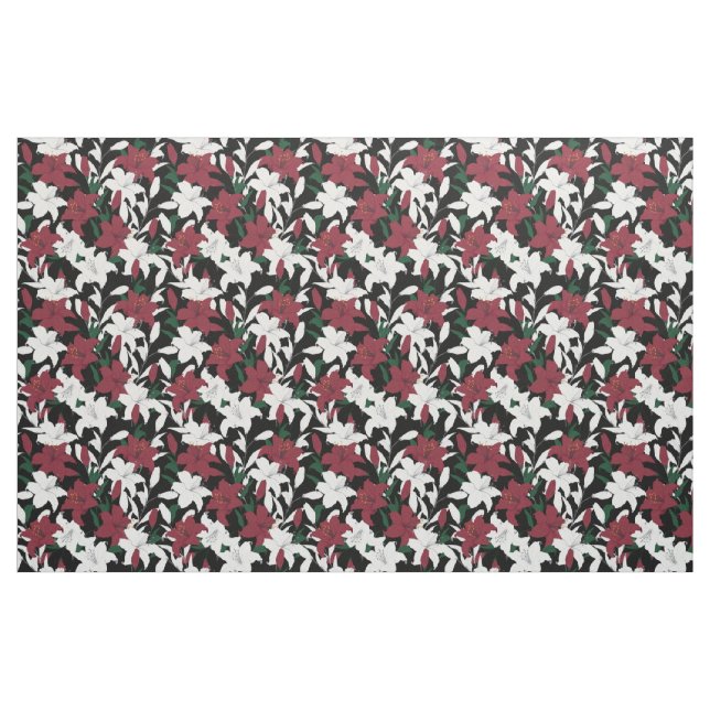 Tissu Flore de Noël rouge et blanc (Yard)