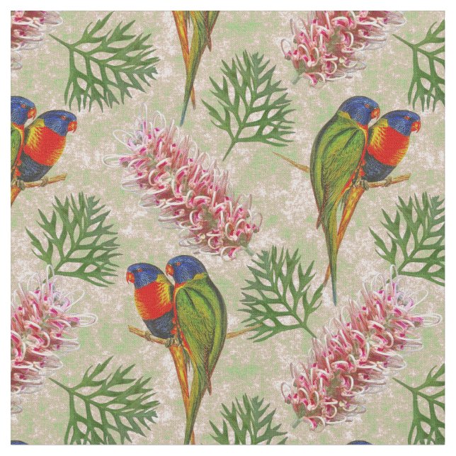 Tissu Flore de perroquet arc-en-ciel (Fermer)