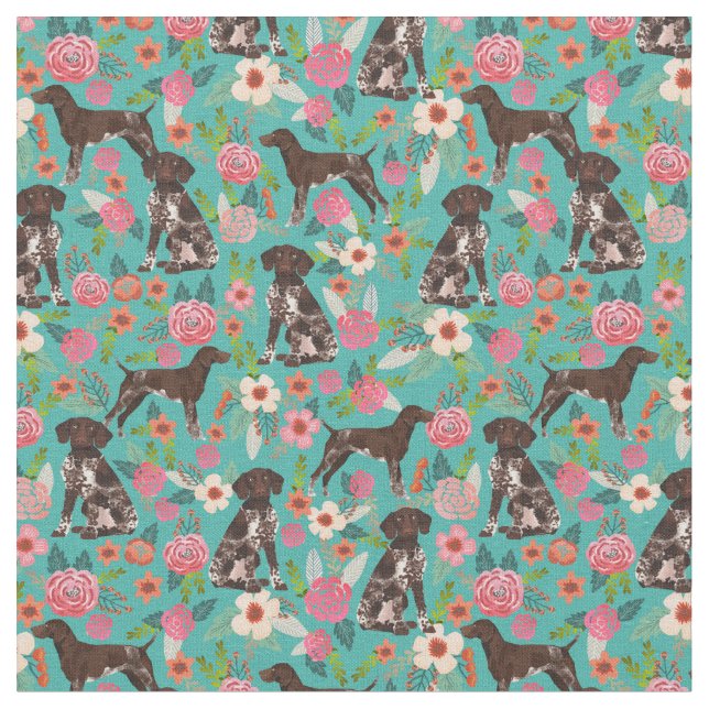 Tissu Flore de poitrine brun allemand turquoise (Fermer)