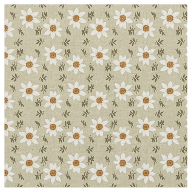 Tissu Flore décorative en blanc et beige (Fermer)
