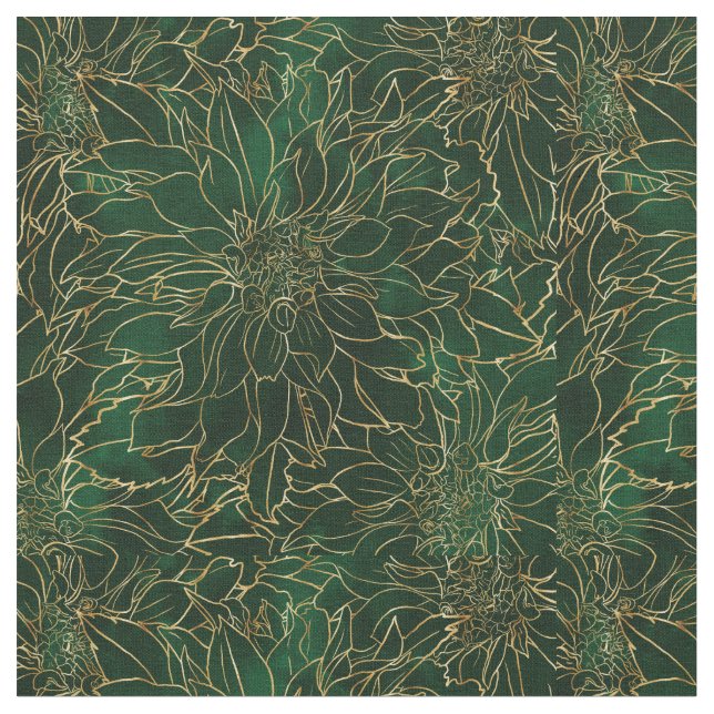 Tissu Flore dorée et verte Dahlia (Fermer)