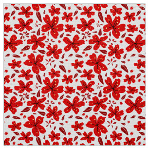 Tissu Flore rouge
