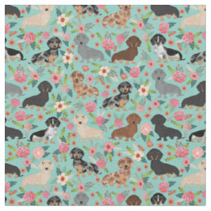 Tissu Flore Vintage de Dachshund