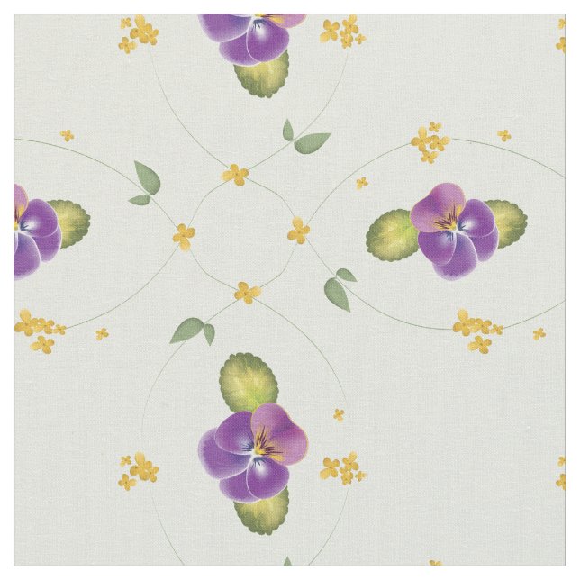 Tissu Flore violette et minuscule jaune (Fermer)