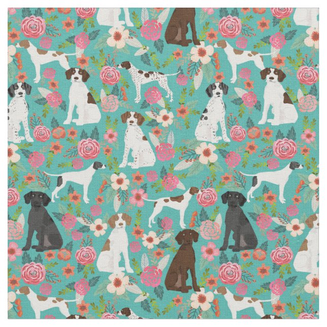 Tissu Flores de chien de pointer anglais (Fermer)