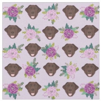 Tissu Flores de lavande du labrador au chocolat