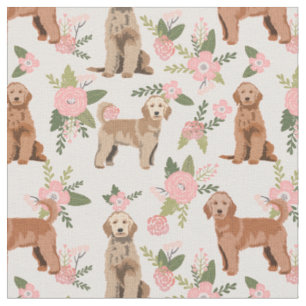 Tissu Flores de pêche du Doodle d'or