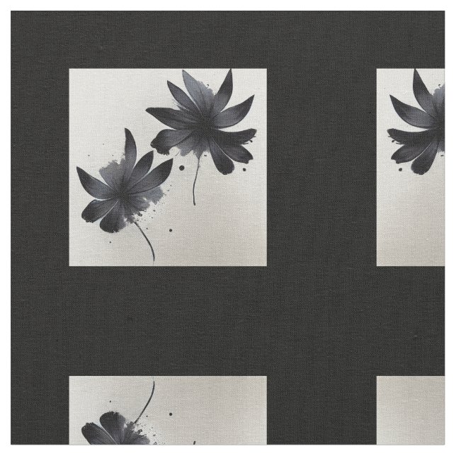Tissu Flores noires et blanches (Fermer)