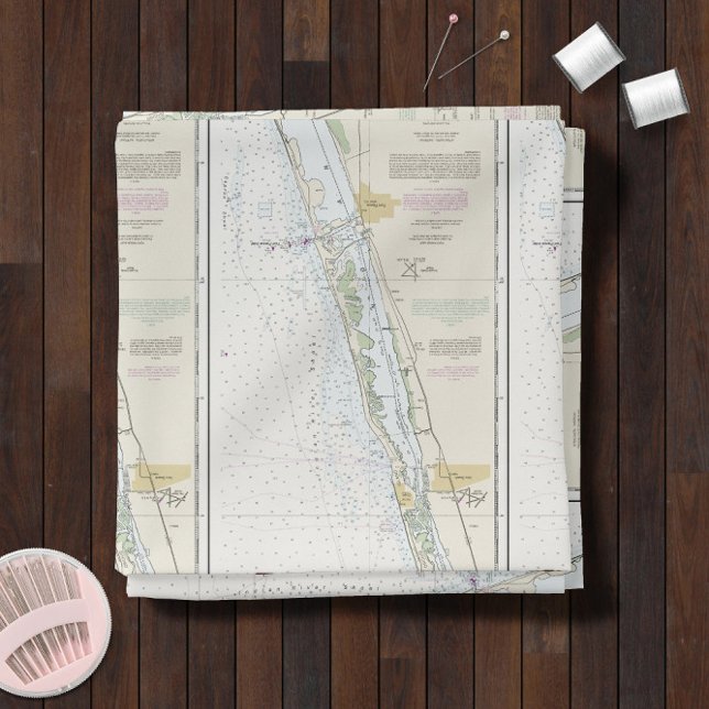 Tissu Floride East Coat Authentic Carte Nautique (Florida East Coat Authentic Nautical Chart -- Choose from 7 Fabric Types!)