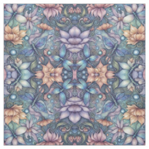 Tissu FLower Damask Blue Gold Design