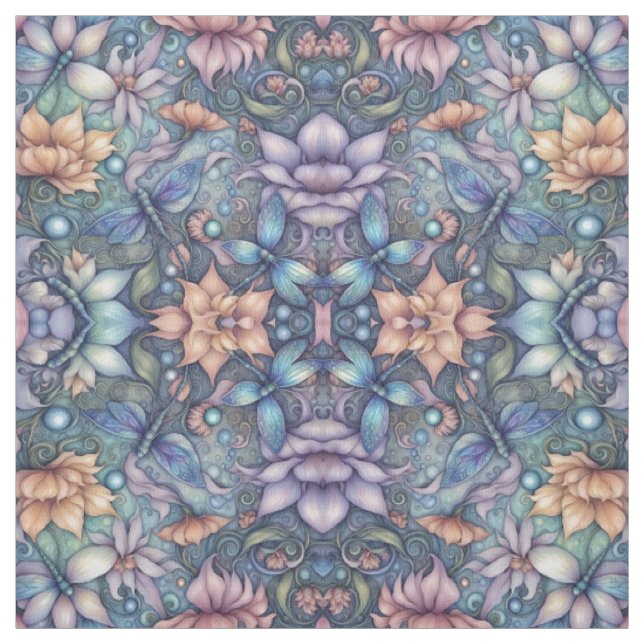 Tissu FLower Damask Blue Gold Design (Échantillon)