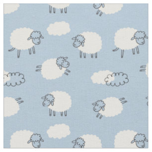Tissu Fluffy Pastel Agneau bleu Motif