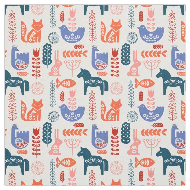 Tissu Folk Art Forest Animal Nursery (Échantillon)
