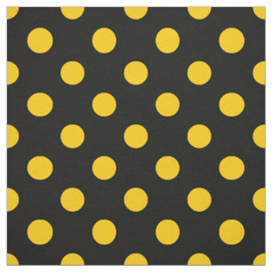 Tissu Fond noir pois jaunes