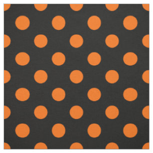 Tissu Fond noir pois orange