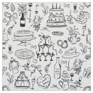 Tissu fontaine de champagne de mariage dessinée à la mai