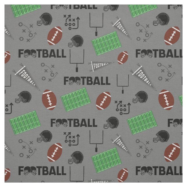 Tissu Football amusant sur Grey (Échantillon)