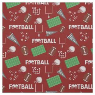 Tissu Football amusant sur le rouge foncé
