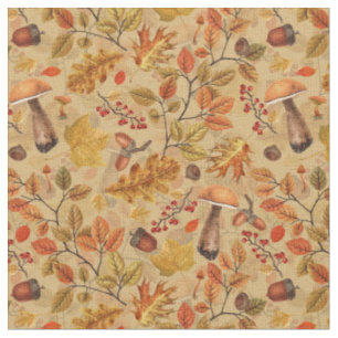 Tissu Forêt automnale sur ocre