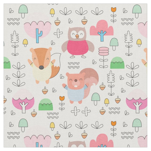 Tissu Forêt boisée Animaux Baby Fabric (Fermer)