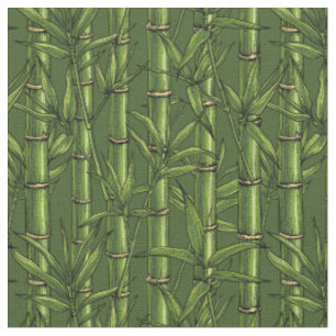 Tissu Forêt de bambou en vert