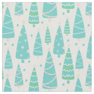 Tissu Forêt de sapins de Noël Pastel