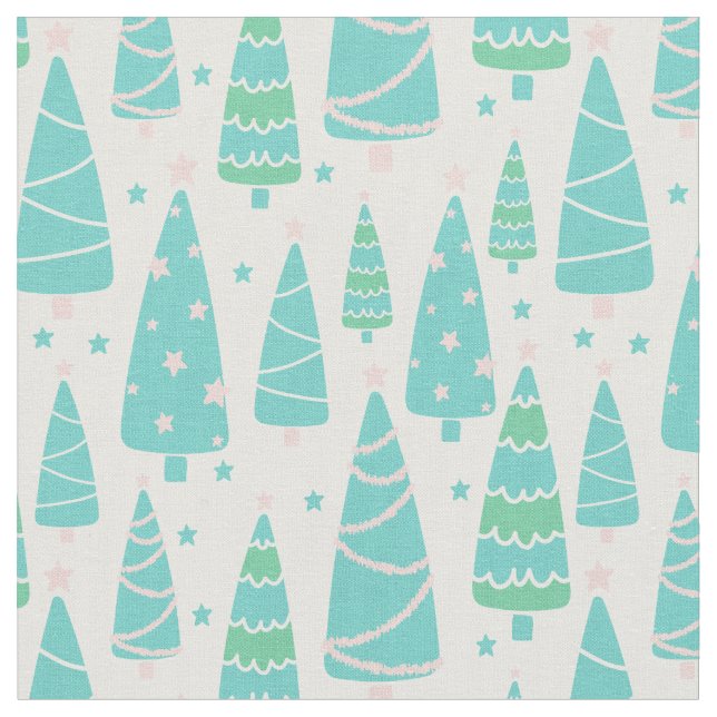 Tissu Forêt de sapins de Noël Pastel (Fermer)
