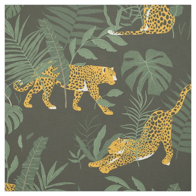 Tissu Forêt Exotique Léopard Faux Camouflage Vert Foncé (Échantillon)