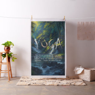 Tissu Forêt naturelle YOGA Texte caché Reiki Citations p