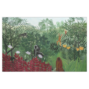 Tissu Forêt tropicale avec singes Rousseau Art