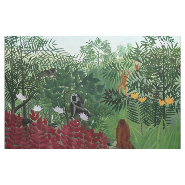 Tissu Forêt tropicale avec singes Rousseau Art (Yard)