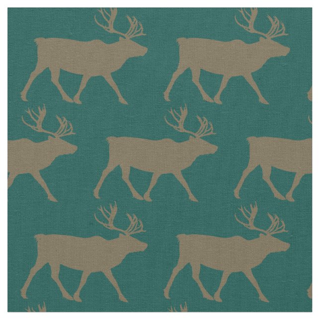 Tissu Forêt Turquoise des silhouettes de caribou (Fermer)