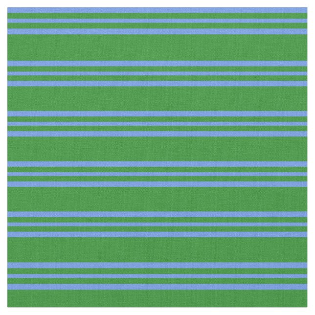 Tissu Forêt Vert et Cornoufle Bleu Stripes (Fermer)