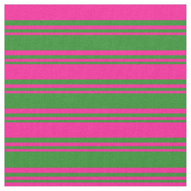 Tissu Forêt vert et profond rose rayures/lignes Motif (Fermer)