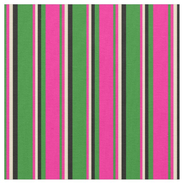 Tissu Forêt Vert, Rose profond, Tan & Grandes Noires (Fermer)