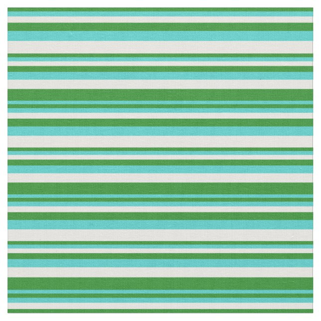 Tissu Forêt Vert, Turquoise & Blancs (Fermer)