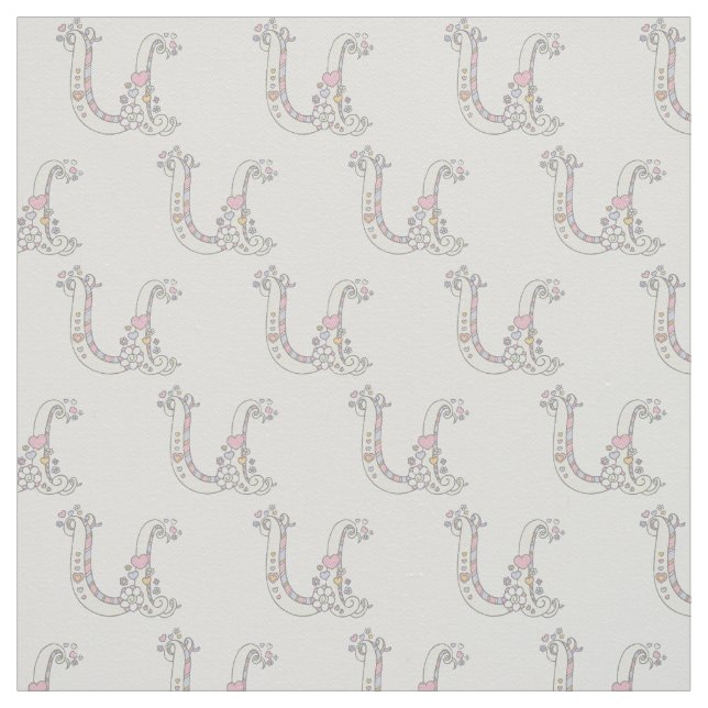 Tissu Format monogramme U de lettre texte décoratif tiss (Échantillon)
